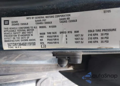 2006 Hummer H3 Suv z USA, uszkodzony, nr VIN 5GTDN136468119150